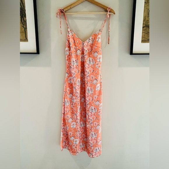 Floral Orange Spaghetti Strap Dress - Picture 1 of 3